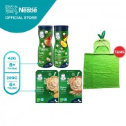 Combo 2 Bột Gerber Organic Yến Mạch Và Bánh Quy + 2 Bánh Gerber Organic Táo Và Cam